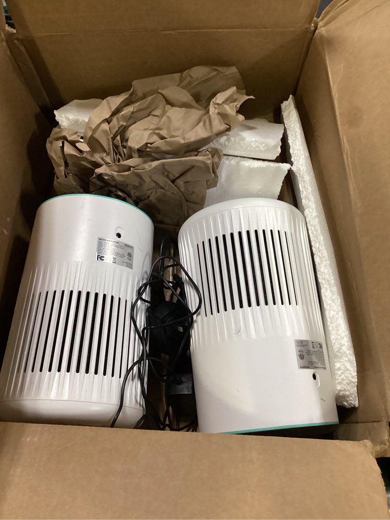 Condition photo showing As Is for air purifiers for bedroom home for smoke pet dander odors 2 pack ivory | air purifier with sleep mode small air purifier with fragrance sponge for bedroom office, blue ambient light, 23db quiet