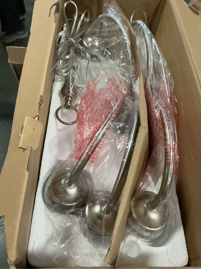 Condition photo showing Good Condition for Project Source Fallsbrook 3 Light Brushed Nickel Chandelier Frosted Glass