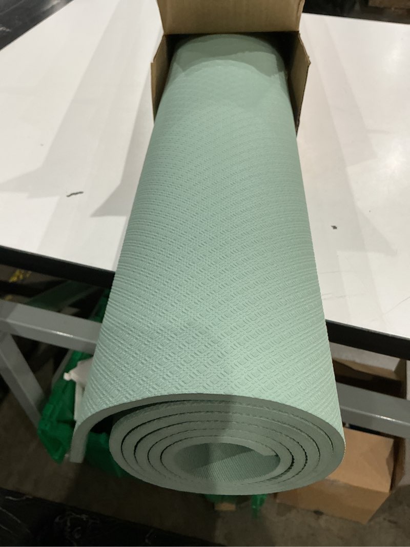 Condition photo showing Good Condition for keep extra wide yoga mat, 7mm thick 72" x 32" exercise mat | 7mm thick extra wide yoga mat with carry strap for home workout, yoga, exercise and pilates pale green