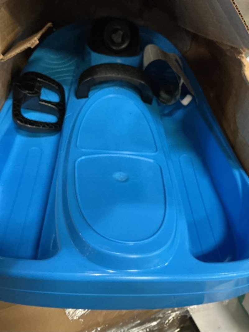Condition photo showing New/Like New for Snow Sled for Kids, Adults - Toboggan Sled, Easy Turning Steering Wheel, Anti-Slip Seat, Pull Up Brake, Durable Plastic Sled, Lightweight, Snow Sleds, Age 3+ 260 lbs Electric Blue Snow Sled