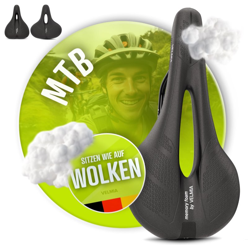 VELMIA Bicycle Saddle - Comfortable Saddle for Men and Women - 3 Zone Concept - Waterproof Bicycle Seat with Ergonomic Design