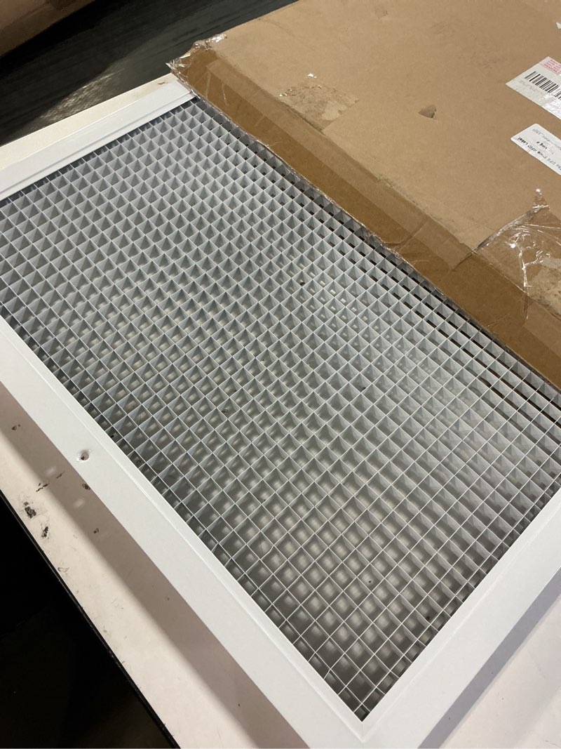 Condition photo showing Good Condition for Fits 20x20 Duct Opening | Aluminum Eggcrate Return Air Grille | Low Noise & High Air Flow, Rust Proof Vent Cover Grill for Sidewall & Ceiling | White | Outer Dimensions: 21.75" X 21.75" 1 20"W x 20"H [Duct Opening]