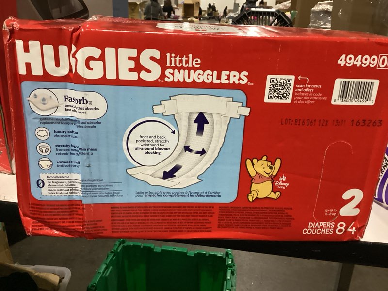 Condition photo showing New/Like New for huggies size 2 diapers, little snugglers baby diapers, size 2 (12-18 lbs), 84 count, packaging may vary size 2 84