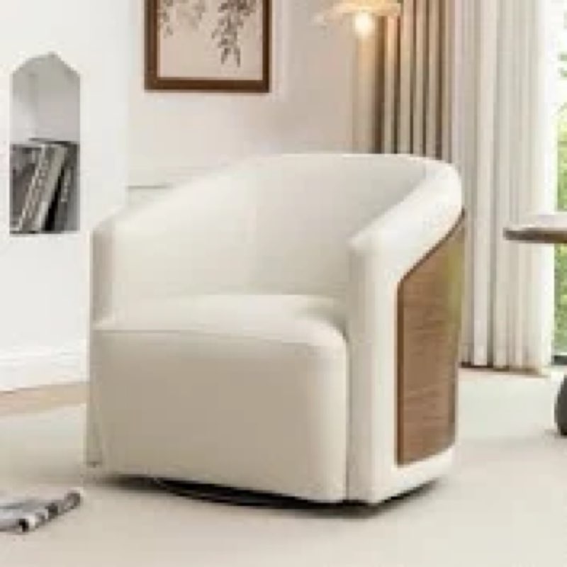 Delwood Faux Leather Modern & Comfort Swivel Barrel Chair