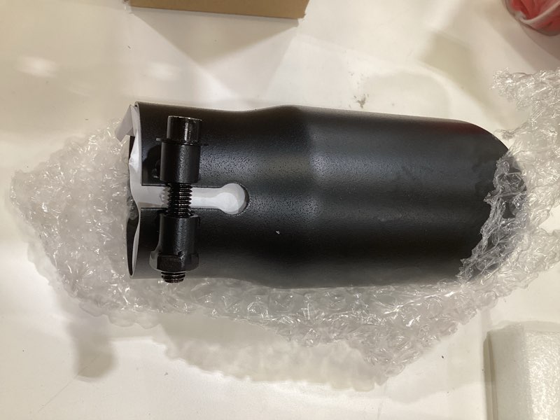 Condition photo showing Good Condition for 2.5 inch inlet exhaust tip, 3" outlet 6" overall length stainless steel exhaust tail pipe, bolt-on, polished tailpipe, black (fit for tailpipe outlet is 2.5", must od not the id)