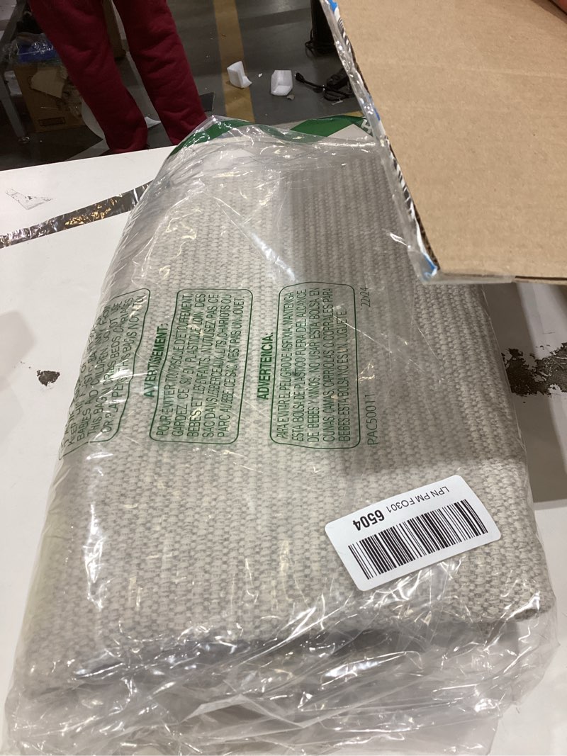 Condition photo showing As Is for EARTHALL Woven Runner Rug 2x6 Ft Washable Runners for Hallways Cotton Rubber Backed Kitchen Runner Braided Indoor Floor Carpet Runners for Entryway, Hallway, Kitchen, Bedroom, Cream/Grayish 2' x 6' (Runner) Cream/Grayish