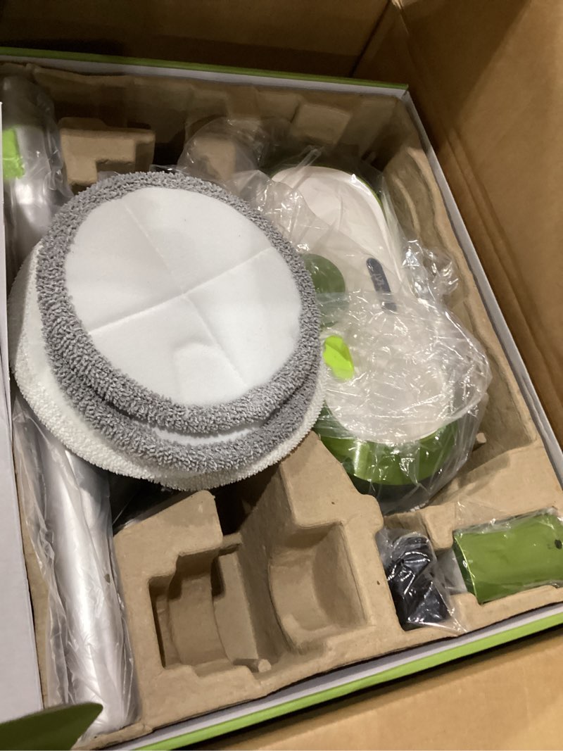 Condition photo showing New/Like New for vmai cordless electric mop with water spray & detachable battery, rechargeable floor spin mop & scrubber with led headlights, washable pads, lightweight for hardwood tile marble floor cleaning