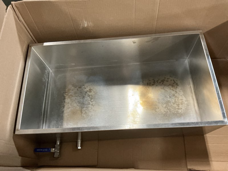 Condition photo showing As Is for maple syrup evaporator pan 30"l x 16" w x 9.5" h 304 stainless steel steam table pan