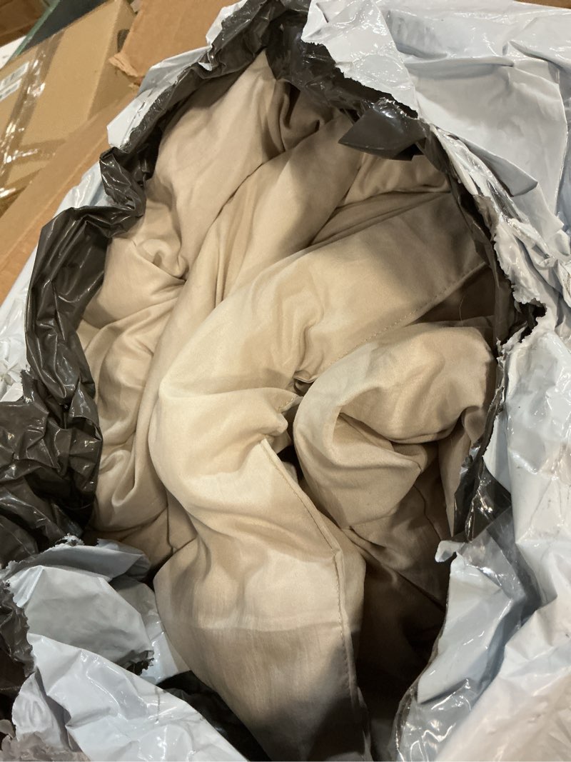 Condition photo showing As Is for Bedsure King Comforter Set, Beige Soft Prewashed Bedding for All Seasons, 3 Pieces GentleSoft™ Bed Set, 1 Lightweight Comforter (104"x90") and 2 Pillowcases (20"x36") King(104"x90") 01 - Beige