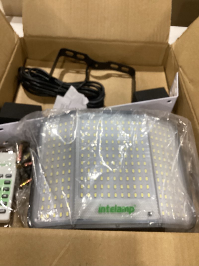 Condition photo showing Good Condition for intelamp solar flood lights outdoor waterproof, 20000mah 2000lm floodlight exterior with remote 16.4 ft cable, 2-12h timer dusk to dawn security spots lighting outside for garden pathway large all night light