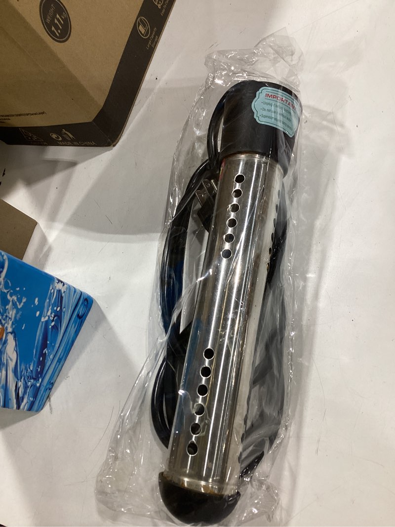 Condition photo showing New/Like New for immersion water heater portable 2000w, with stainless steel guard & digital thermometer,fast heating for buckets, bathtubs, inflatable pools,travel & home use