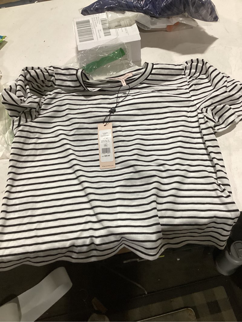 BCBGeneration Women's Puff Sleeve T-Shirt, Black/White, Medium