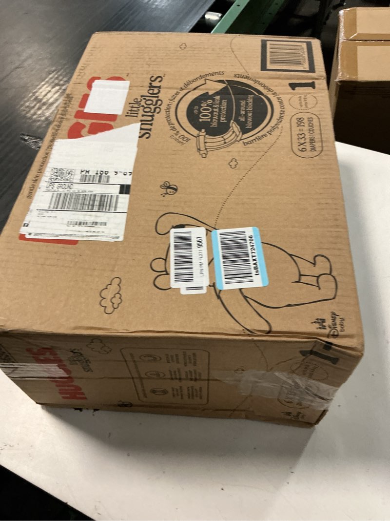 Condition photo showing New/Like New for huggies size 1 diapers, little snugglers diapers, size 1 (8-14 lbs), 198 count (6 packs of 33), packaging may vary