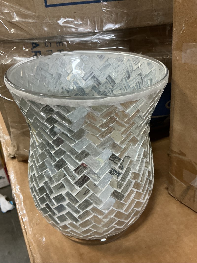 Silver Vase for Flower - Mosaic Glass Vase