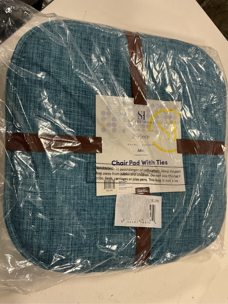 Condition photo showing New/Like New for sweet home aria memory foam non-slip chair cushion with ties 2-pack