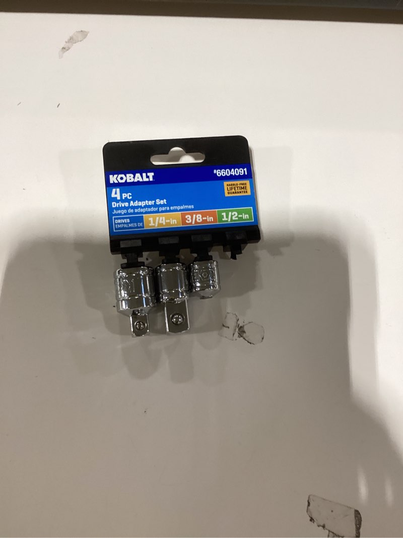 Condition photo showing As Is for kobalt impact 4-piece 3/8-in; 1/2-in to 3/8-in; 1/2-in impact socket adapter set