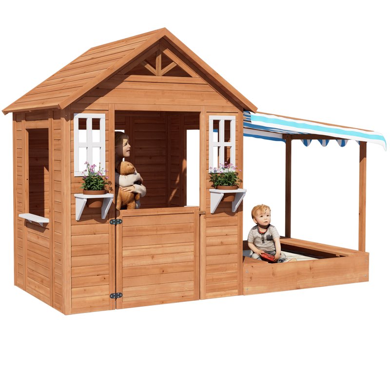 aiuekes 84.6'' w x 42.7'' d indoor / outdoor wood playhouse
