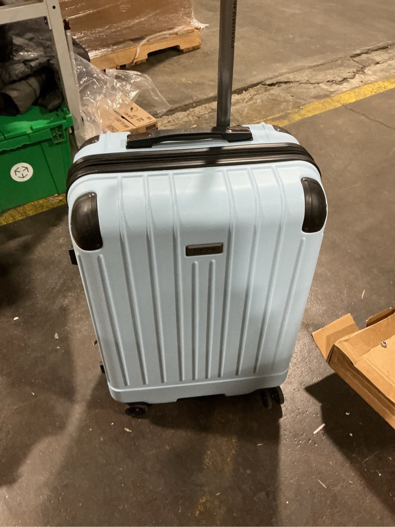 Condition photo showing As Is for Flying Axis Collection Lightweight Hardside Expandable 8-Wheel Spinner Luggage, Cherry Red, 20-Inch Checked Cherry Red 20-Inch Carry On