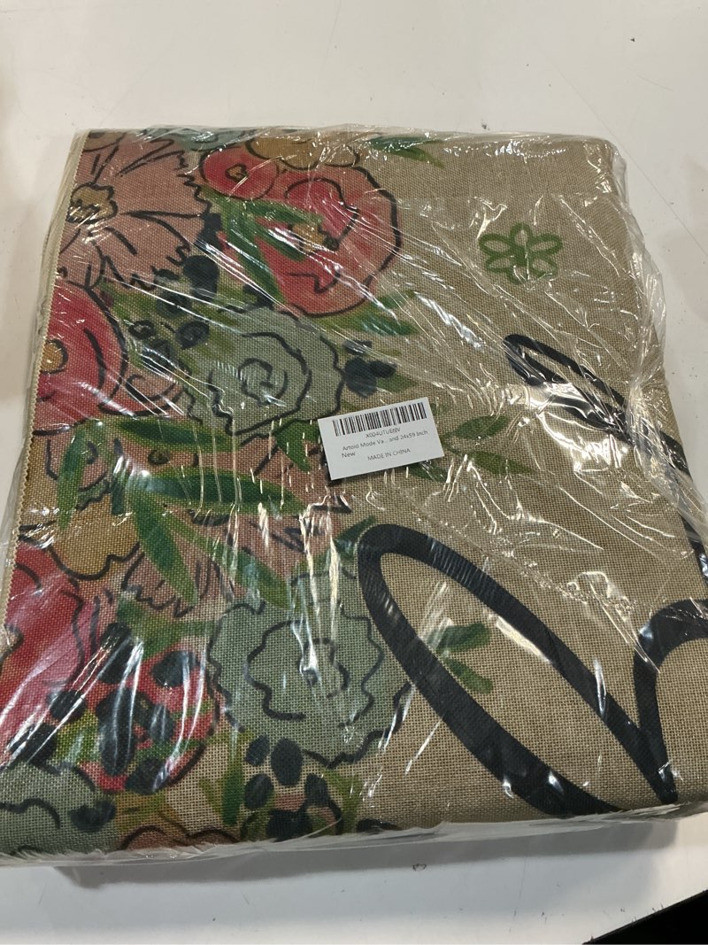 Condition photo showing New/Like New for artoid mode vases flowers hello spring kitchen mats set of 2, home decor low-profile kitchen rugs for floor - 24x35 and 24x59 inch 24" x 35" /24" x 59" beige