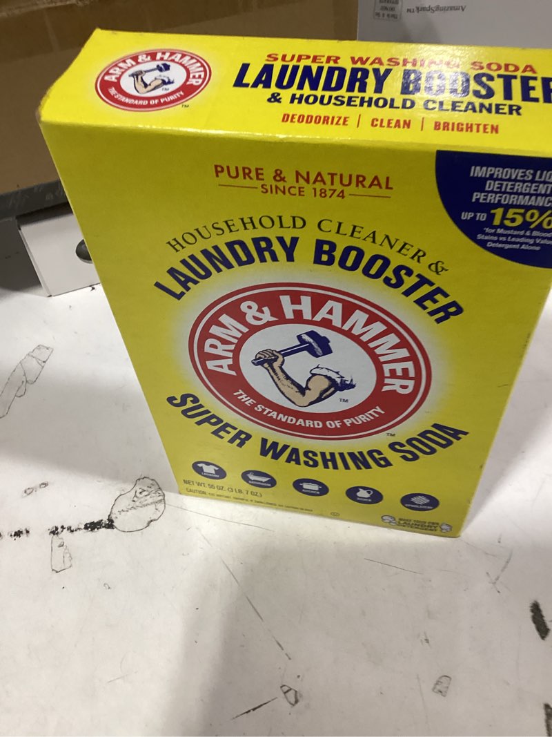 Condition photo showing New/Like New for ARM & HAMMER Super Washing Soda Household Cleaner and Laundry Booster  55 oz Box