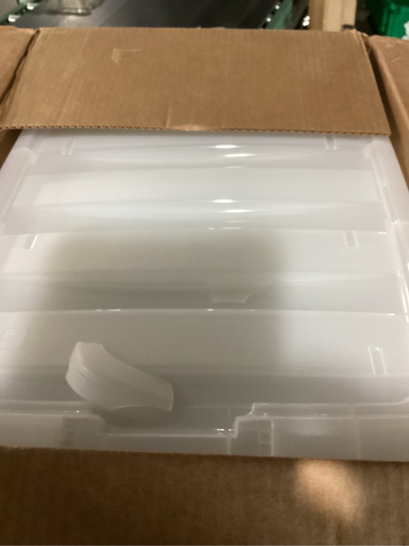 Condition photo showing New/Like New for some broken!!!!!!!!!!!!!!!! !iris usa 54 qt stackable plastic storage bins with lids, 6 pack - bpa-free, made in usa - see-through organizing solution, latches, durable nestable containers, secure pull handle - clear clear 54 qt 6 pack!
