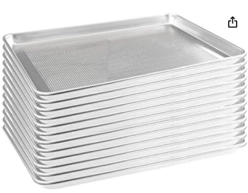 HARDURA Aluminum Perforated Baking Sheet Pan 18”L X 13”W X 1”H Cookie Sheet, 12Packs, For Oven in Ba