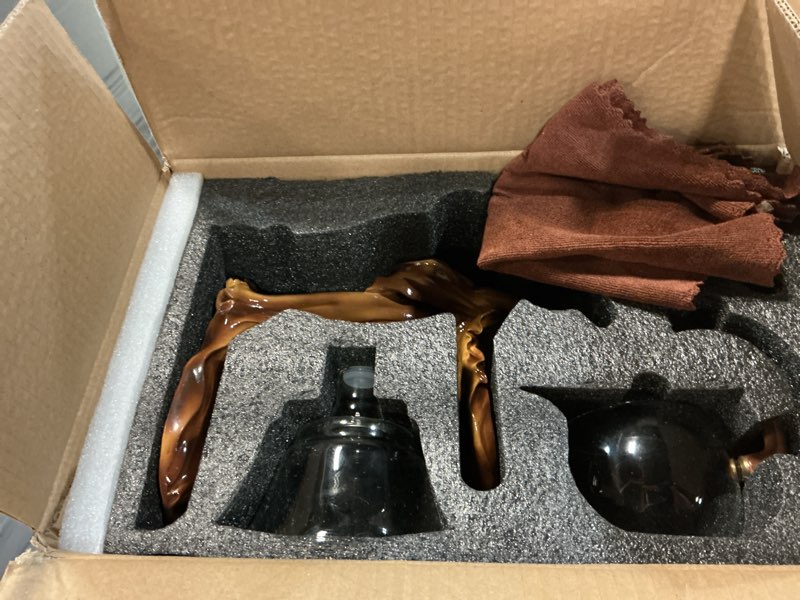 Condition photo showing Good Condition for semi automatic tea set, lazy kungfu tea set, lazy kung fu drip teapot, magnetic tea pot with magnetic ball, heat resistant gongfu glass teapot set, gift for fathers day, thanksgiving birthdays jl-tanggirlbrown-clear