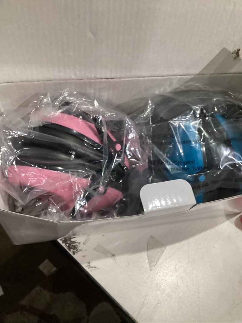 Condition photo showing New/Like New for ear muffs for noise reduction: em100 27.4snr kids noise cancelling headphones with adjustable headband - adults kids ear protection for monster truck concert autistic sensory 2pack blue and pink