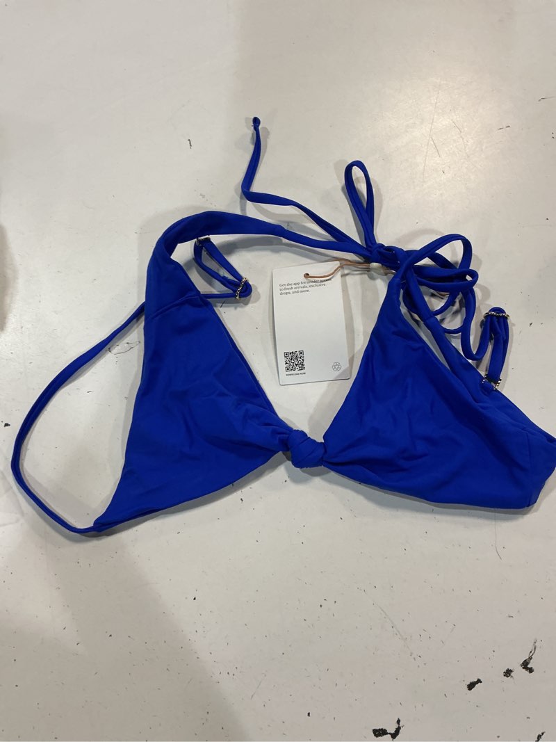 Condition photo showing New/Like New for italian knotted triangle bikini top, s, electric blue