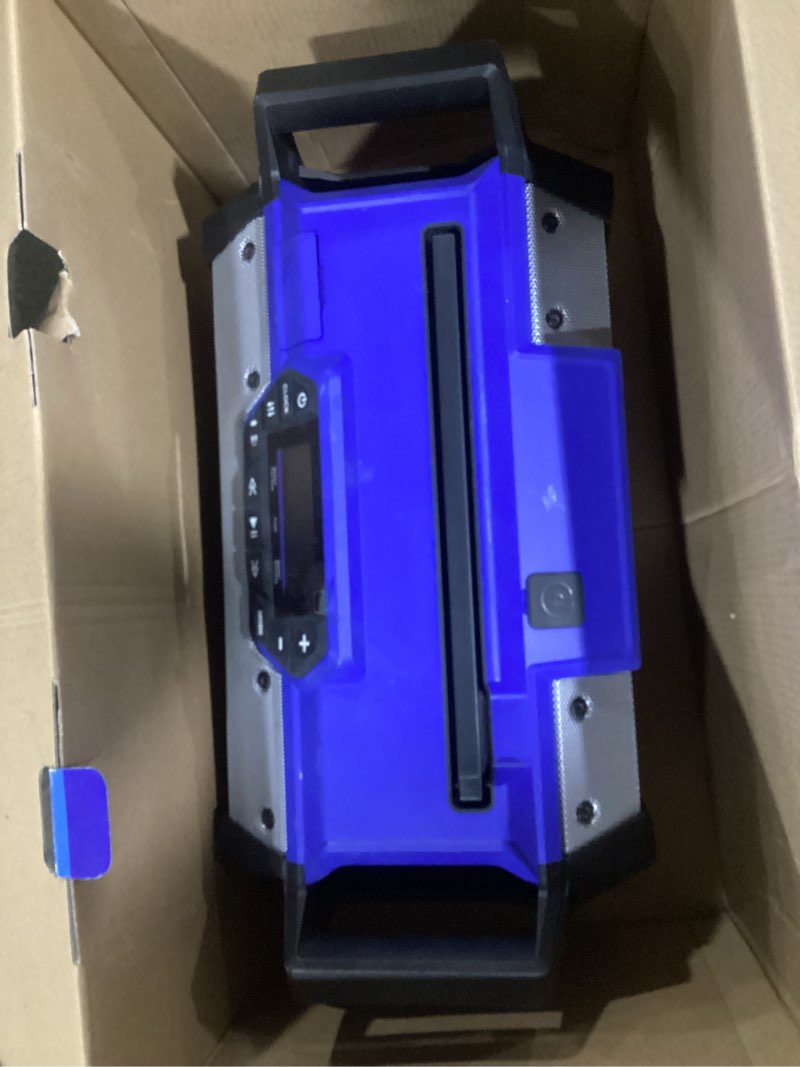 Condition photo showing As Is for (possibly missing parts)kobalt 24-volt water resistant cordless bluetooth jobsite radio