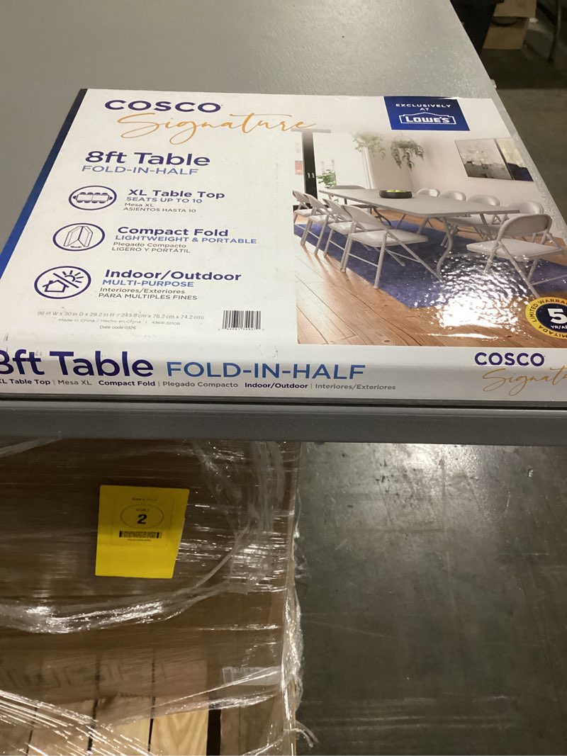 Condition photo showing Good Condition for cosco 2.6-ft x 8-ft indoor rectangle resin gray folding banquet table