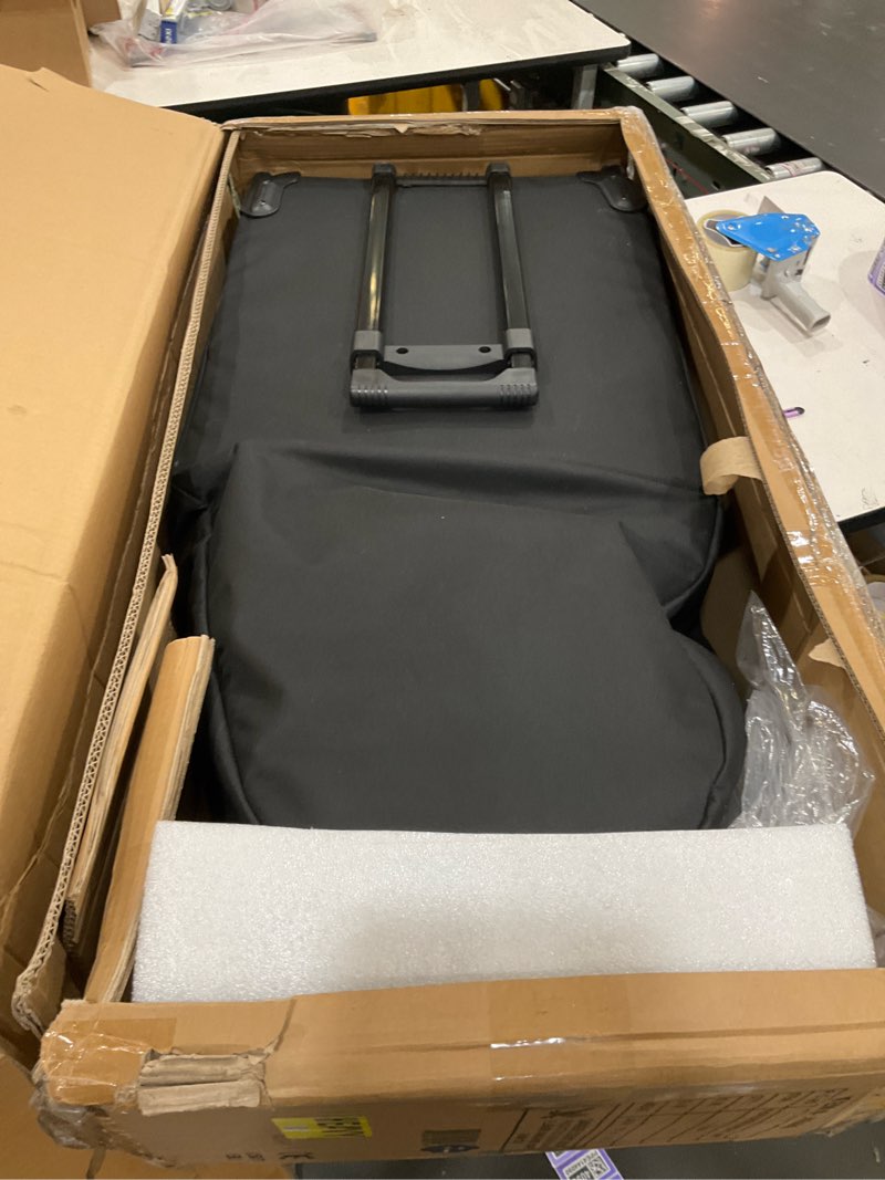 Condition photo showing As Is for professional portable and lightweight tattoo/massage chair by master massage - folding aluminum frame with adjustable features and wheeled carrying case, blue royal blue 11x20x43 inch (pack of 1)