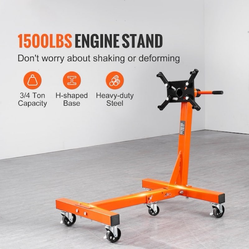 Engine Stand,Rotating Engine Stand with Folding Steel Construction, 4-Caster Base&4 Adjustable Arms,