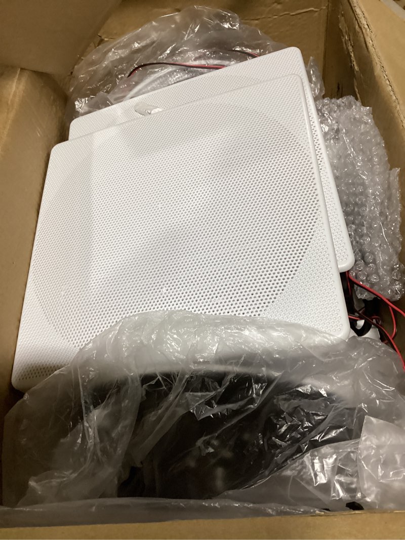 Condition photo showing As Is for Pyle 6.5” 4 Bluetooth Flush Mount In-wall In-ceiling 2-Way Speaker System Quick Connections Changeable Round/Square Grill Polypropylene Cone & Tweeter Stereo Sound 4 Ch Amplifier 200 Watt - PDICBT266