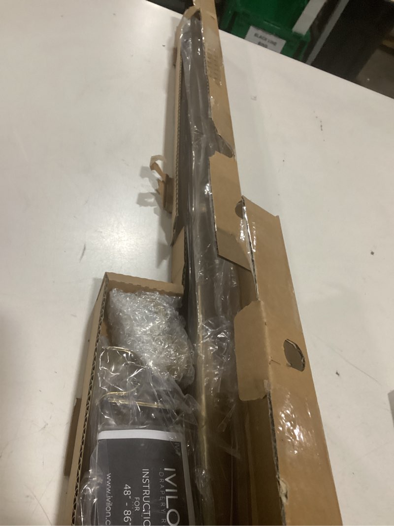 Condition photo showing Good Condition for Ivilon Drapery Window Curtain Rod - End Cap Style Design 1 Inch Pole. 28 to 48 Inch Color Warm Gold 28 to 48 in.