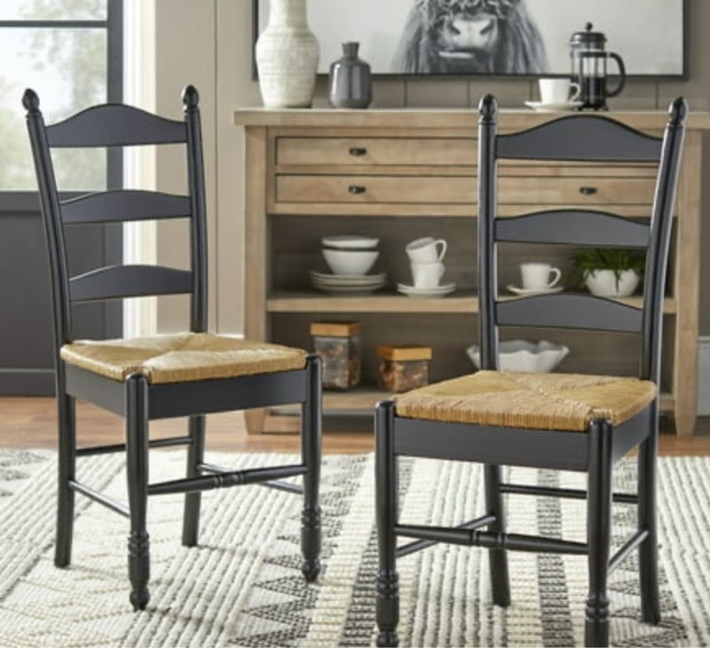 Ladder Back Rush Seat Chairs - Set of 2, Multiple Colors