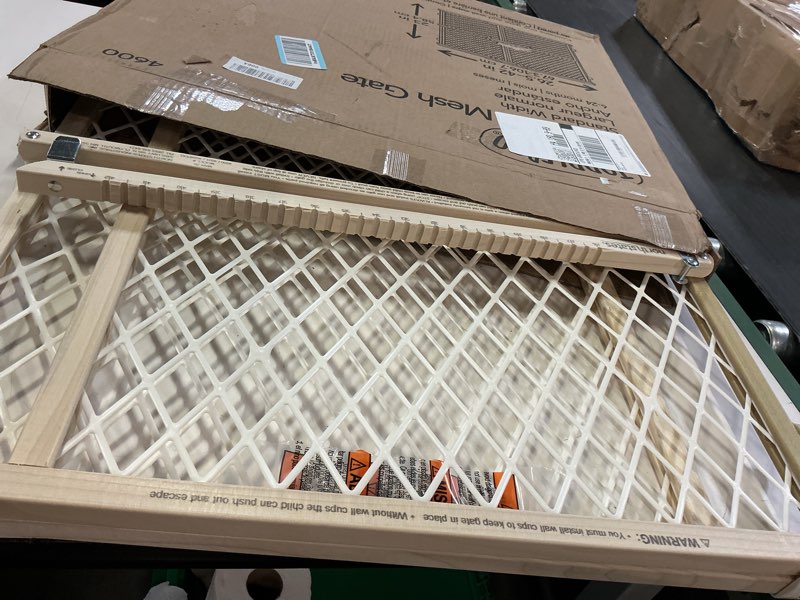 Condition photo showing Good Condition for toddleroo by north states - diamond mesh wooden baby gate: pressure mounted baby gate for doorways - adjustable 26.5 to 42 inches wide - 23 inches tall