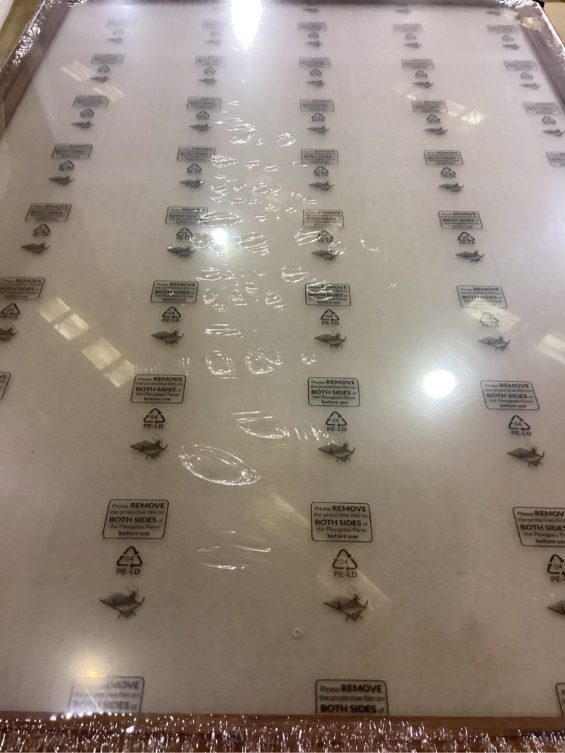 Condition photo showing Good Condition for 20x30 Solid Wood Frame, Rustic Brown Wood 30x20in Picture Poster Frame, Natural Modern 20 x 30inch Gallery Wall Pic Photo Frame with HD Plexiglass, Horizontal Vertical Wall Mounting Display 1pcs Brown 20x30