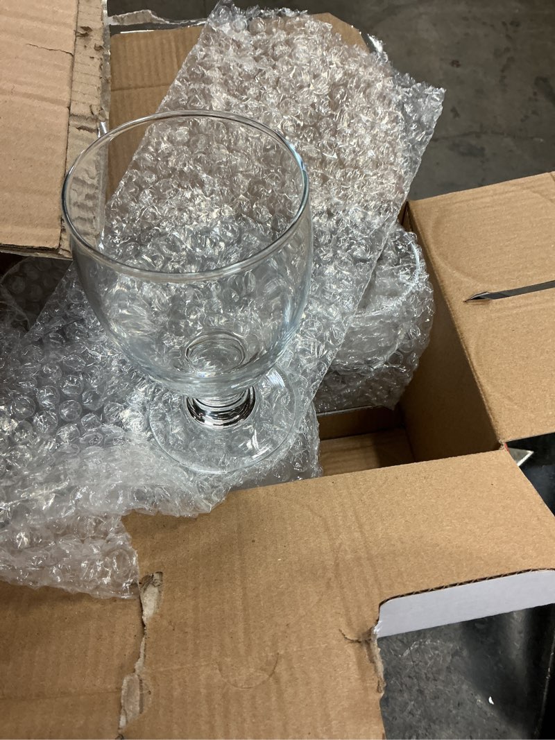 Condition photo showing New/Like New for patelai set of 24 water goblet, 10.5 oz clear drinking glasses bulk dishwasher safe, stemmed water glass for juice wine beer tea sangria cold beverages, reusable glassware for home party restaurant 24 10.5 oz