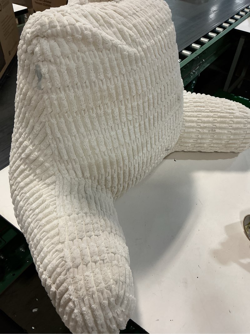 Condition photo showing Good Condition for blissful diary reading pillow, large backrest pillow with shredded memory foam for adult & children, designed for bed and couch sitting up, includes arms, pockets and washable cover, off white large(20inch) off white