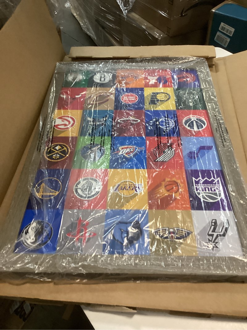 Condition photo showing Good Condition for NBA League - Logos 25 Wall Poster, 22.4L" x 14.7W", Barnwood Framed Version Barnwood Framed Version 22.4"L x 14.7"W