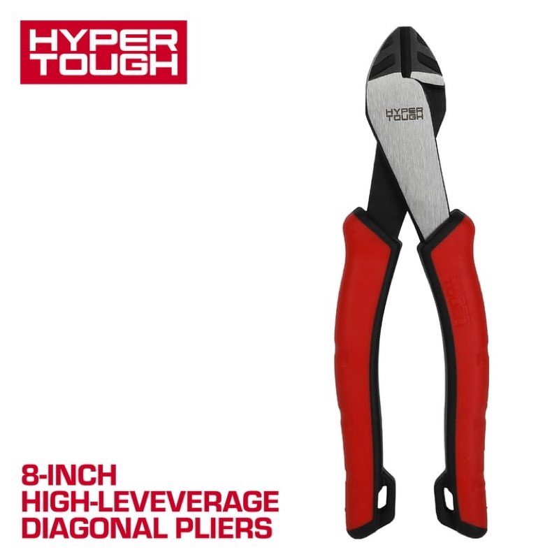 Hyper Tough 8 in High Leverage Diagonal Pliers with Dual Material Comfort Grips