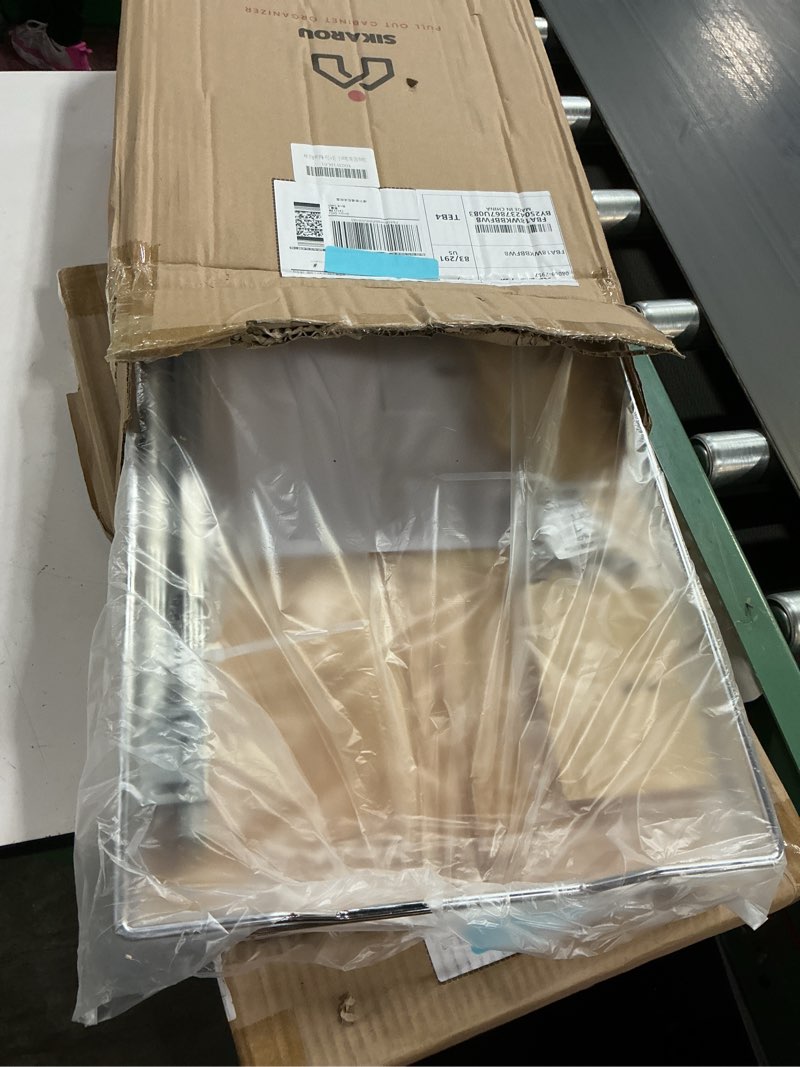 Condition photo showing New/Like New for Pull Out Cabinet Organizer,Heavy-Duty Slide Out Shelf, Wood And Wire Basket, Pull Out Drawer for for Kitchen Under Sink Space, Pantry, Bathroom (14 * 21 WM) 14*21 WM