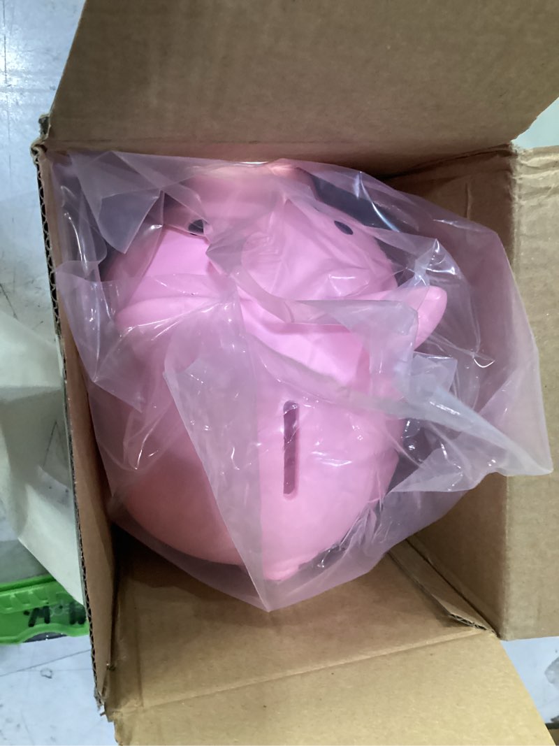 Condition photo showing New/Like New for large piggy banks, cute plastic pig money box, piggy bank for girls and boys, unbreakable plastic coin bank fun gifts for birthday, festival, baby shower (pink) 1 pcs large pink