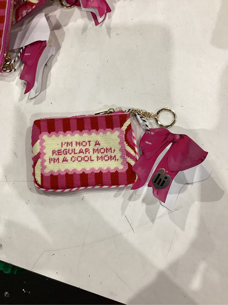 Condition photo showing New/Like New for hi peach layne mother's day keychain pouch "i'm not a regular mom i'm a cool mom"