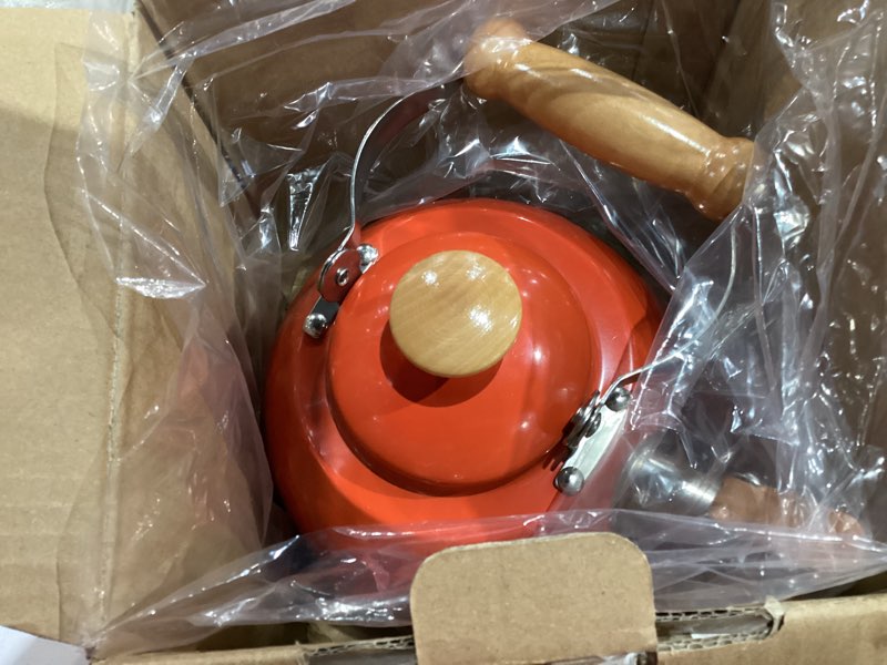 Condition photo showing Good Condition for ROCKURWOK Tea Kettle, Tea Pot with Cool Touch Ergonomic Handle, Teapot Food Grade Stainless Steel, Tea Kettle Stovetop, Kettle Teapot, Whistling Tea Kettle, Small Tea Pot, 1.6 Quart (Red) Gradient Red(1.6QT) 1.6 Quarts
