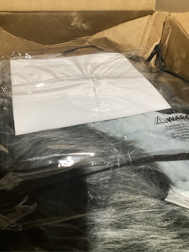 Condition photo showing New/Like New for Luxury Faux Fur Throw Blanket, Grey and Black High Pile Mixed Throw Blanket, Super Warm, Fuzzy, Elegant, Fluffy Decoration Blanket Scarf for Sofa, Couch and Bed, 50''x 60'' Grey 50'' x 60''