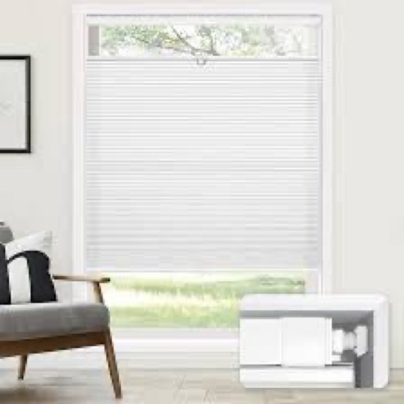 Lazblinds Upgraded Top Down Bottom Up (TDBU) Honeycomb Blinds, No Drill No Tools Easy Install Cordle