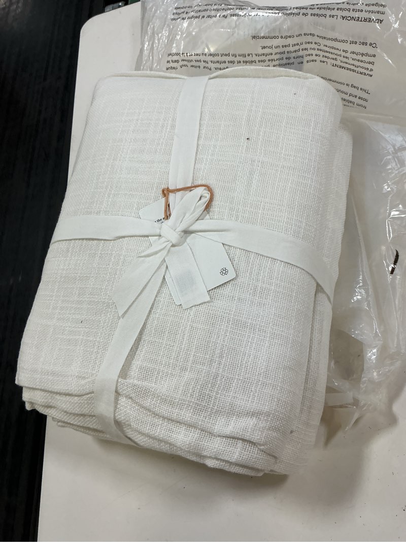 Condition photo showing Good Condition for cotton sheer curtain set (set of 2), 48x96, white