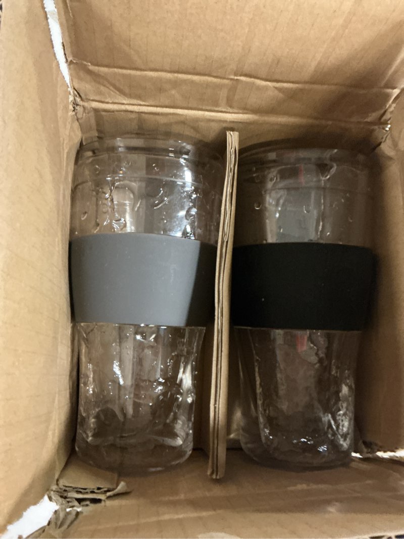 Condition photo showing Good Condition for Host Freeze Beer Glasses, 16 ounce Freezer Gel Chiller Double Wall Plastic Frozen Pint Glass, Set of 4, Black and Grey 4 Count (Pack of 1) Black & Grey